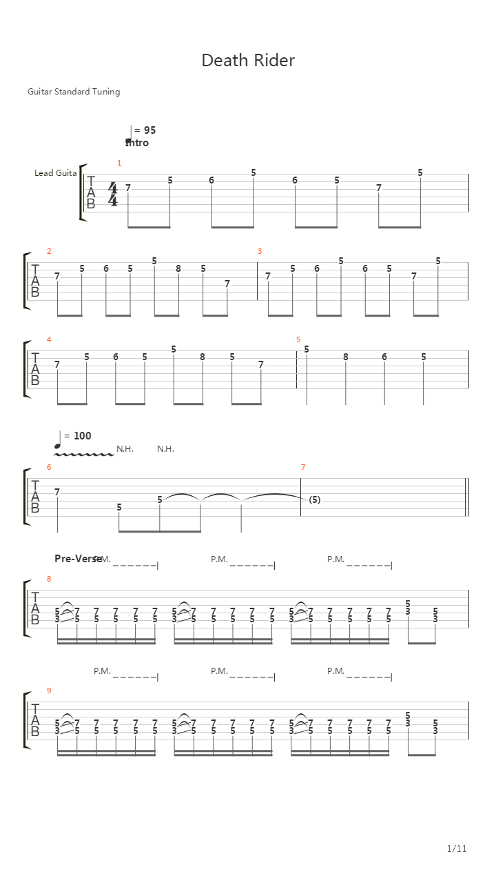 Death Rider吉他谱
