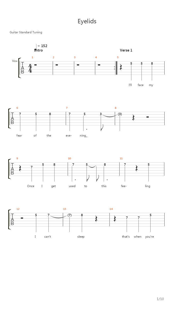 Eyelids吉他谱