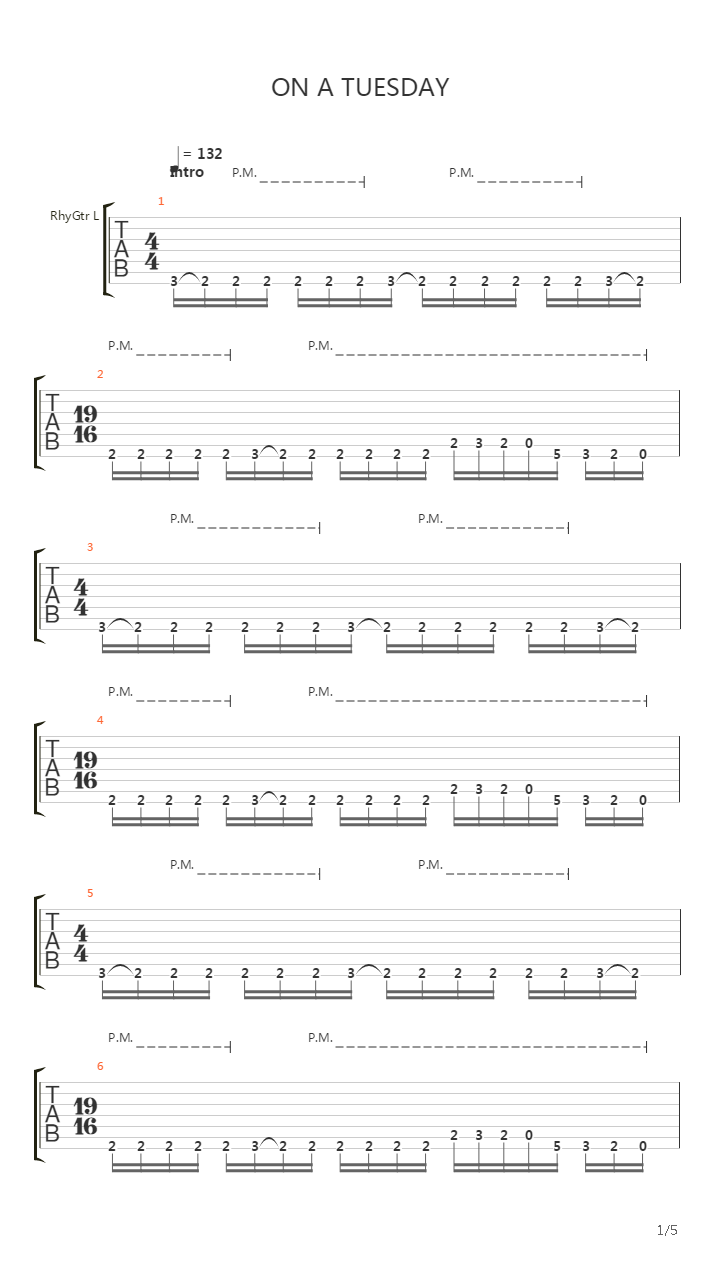 On A Tuesday吉他谱