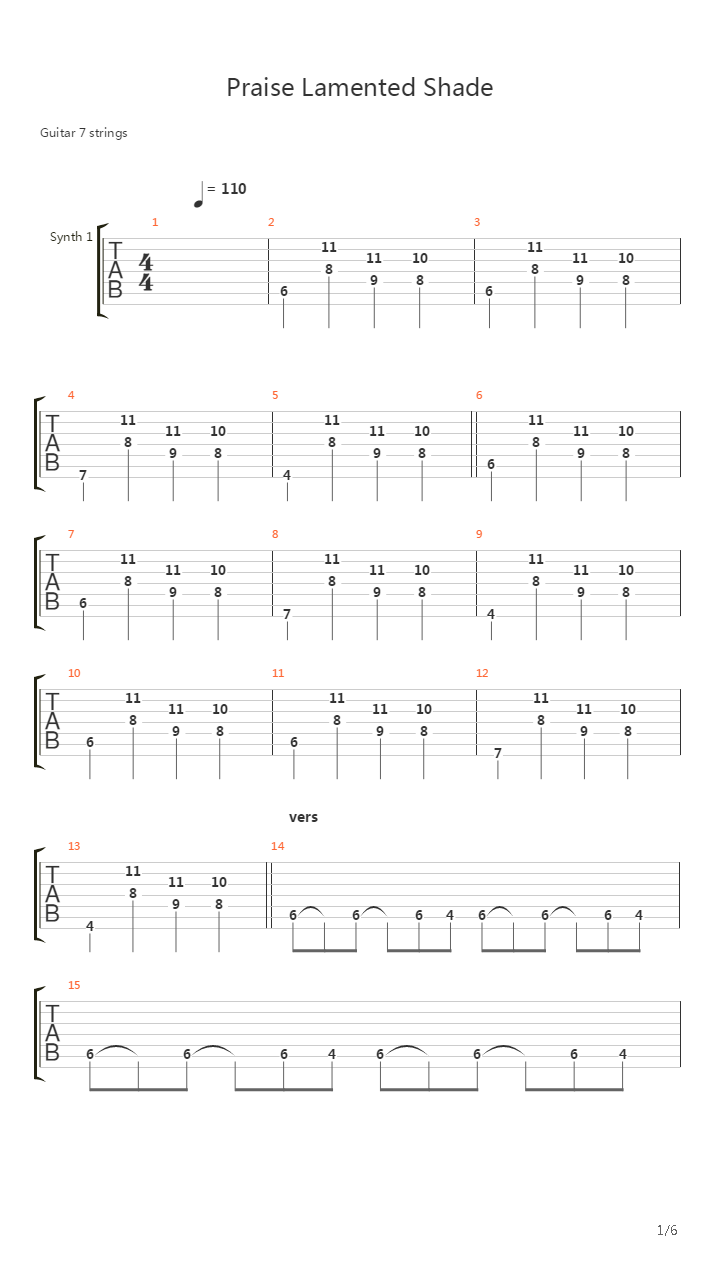 Praise Lamented Shade吉他谱