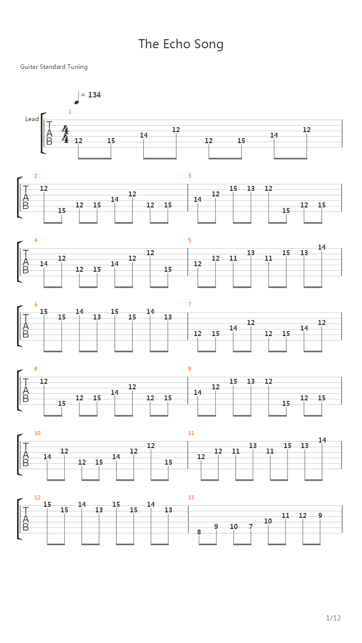 The Echo Song吉他谱