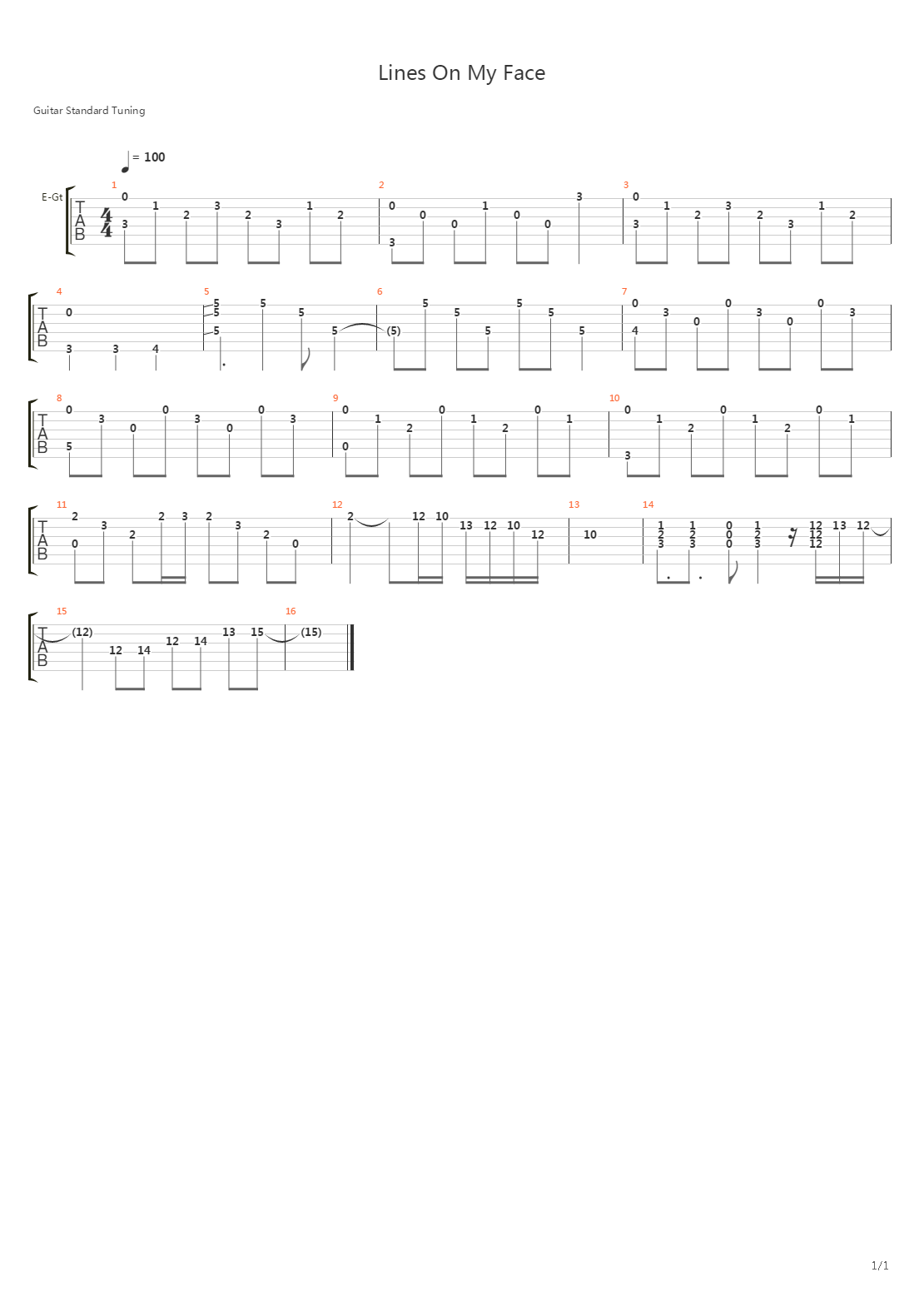 Lines On My Face吉他谱