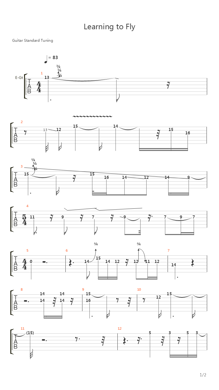 Learning To Fly 1St Solo Only吉他谱