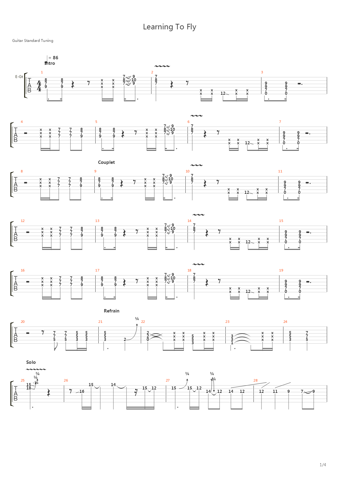 Learning To Fly吉他谱