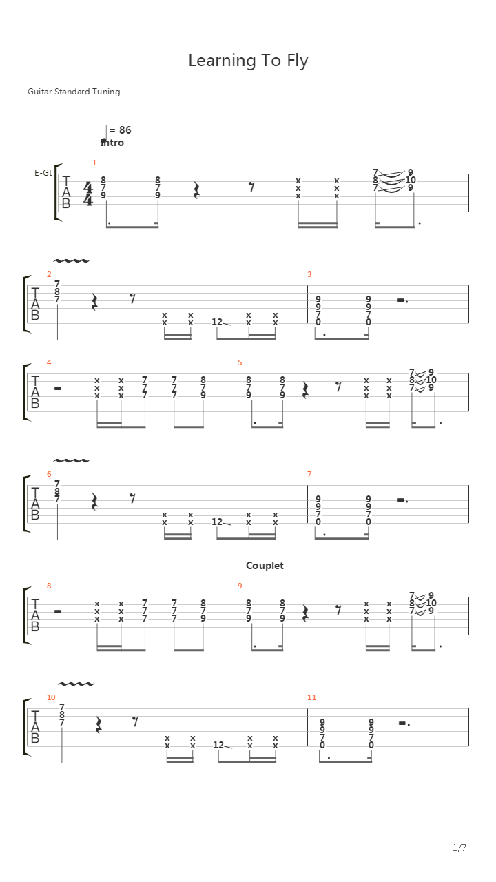 Learning To Fly吉他谱