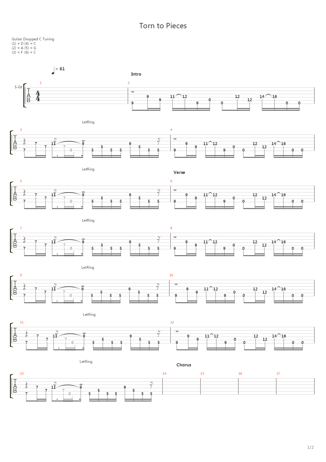 Torn To Pieces吉他谱