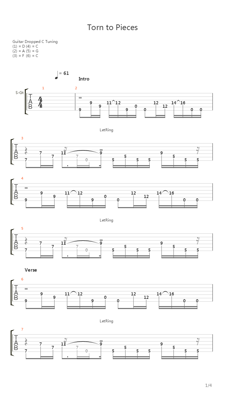 Torn To Pieces吉他谱