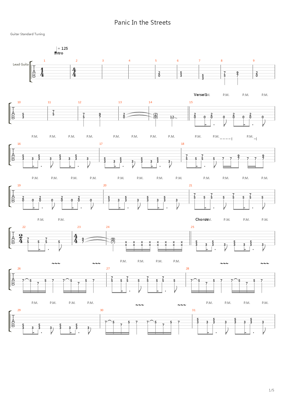 Panic In The Streets吉他谱