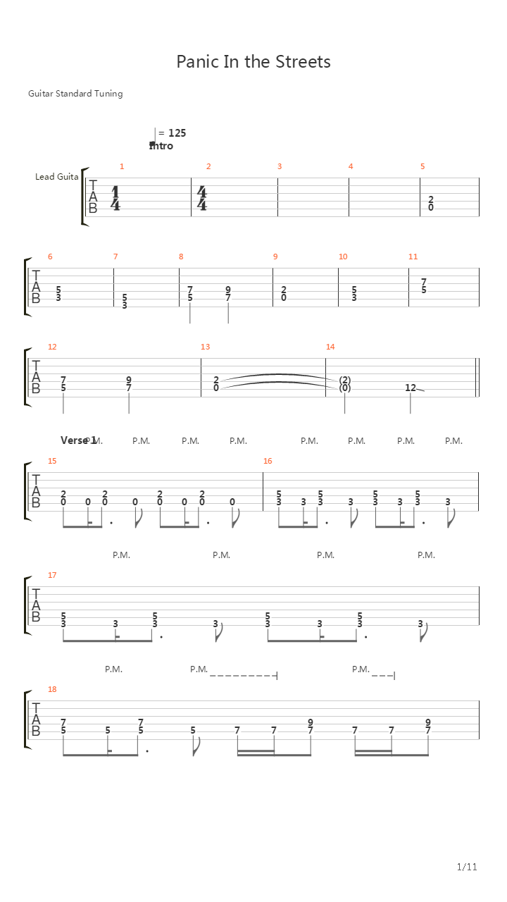 Panic In The Streets吉他谱