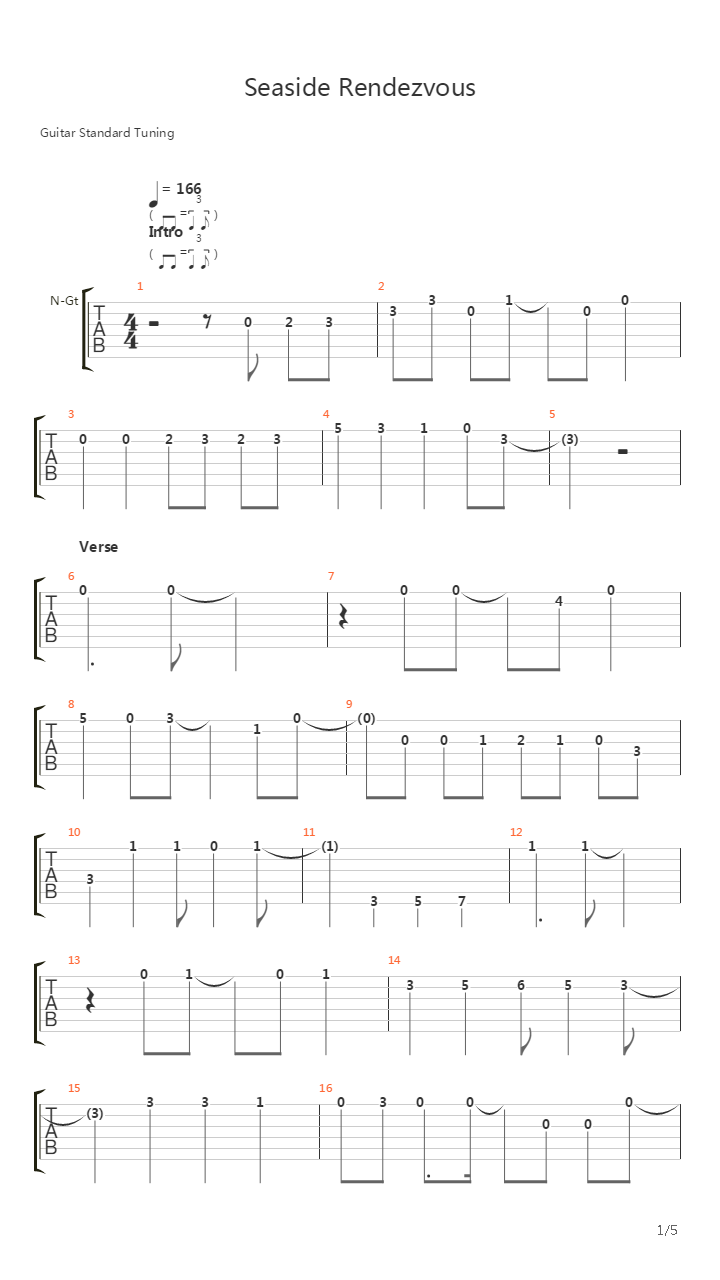 Seaside Rendezvous吉他谱