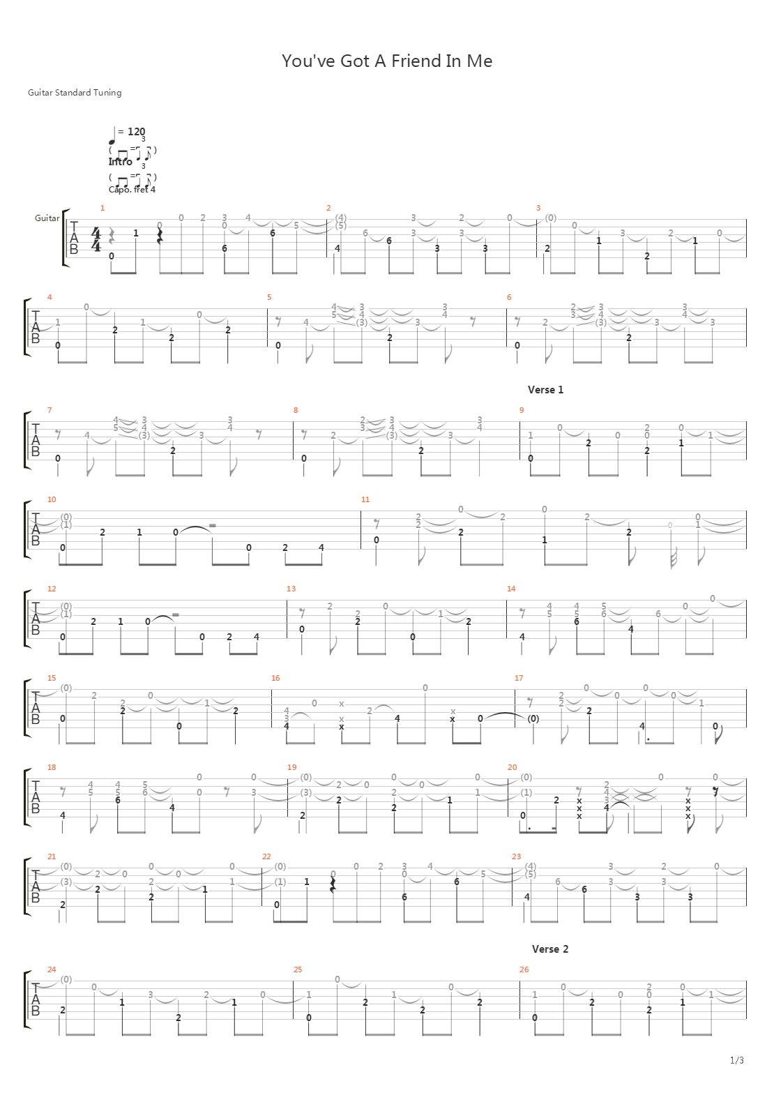 Youve Got A Friend In Me吉他谱