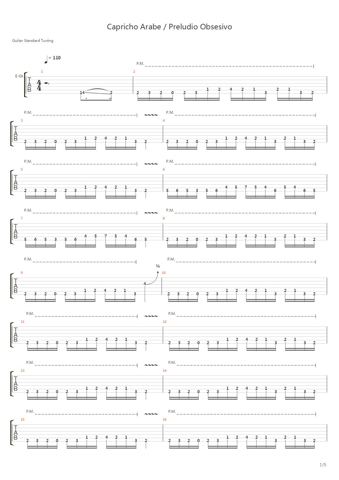 Capricho Arabe- Preludio Obsesivo吉他谱