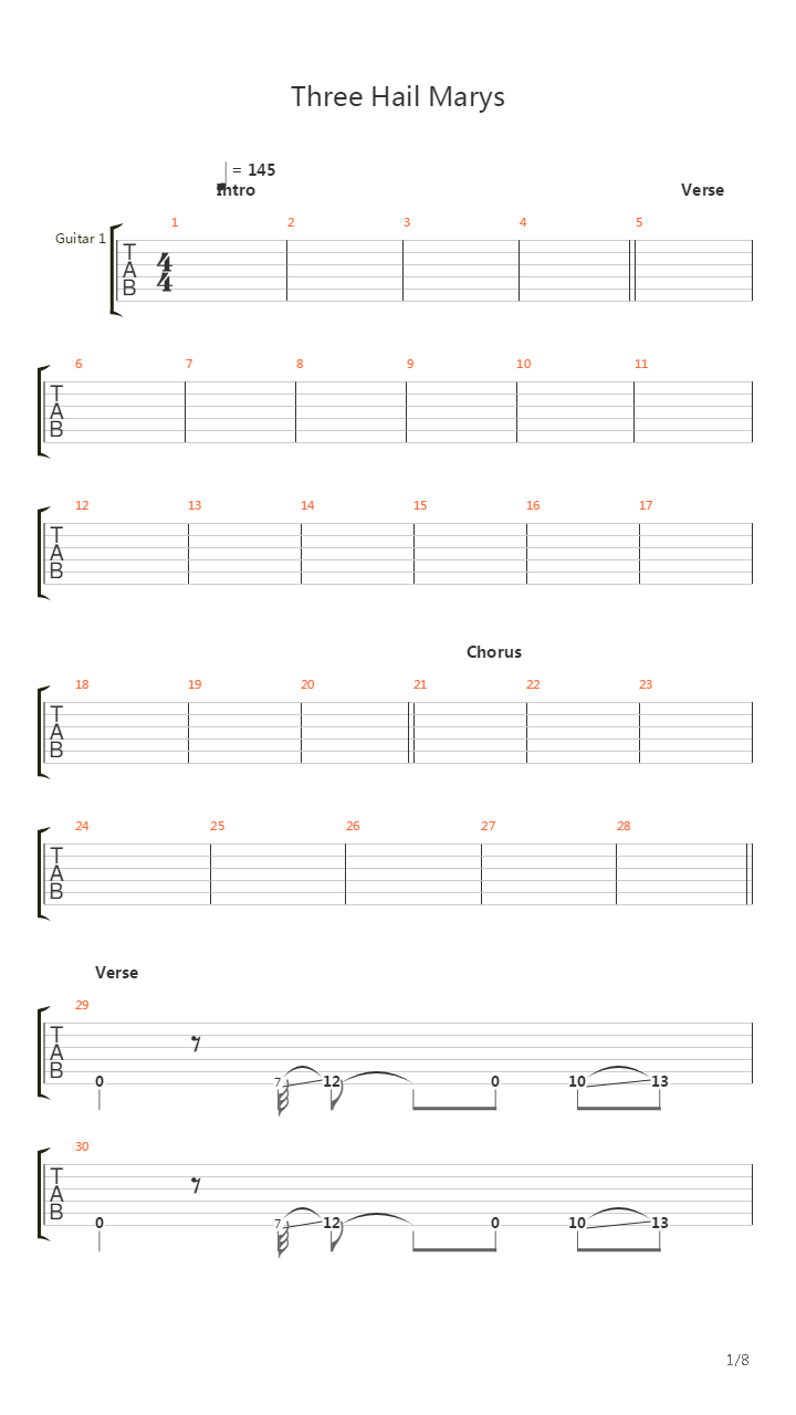 Three Hail Marys Part 1吉他谱