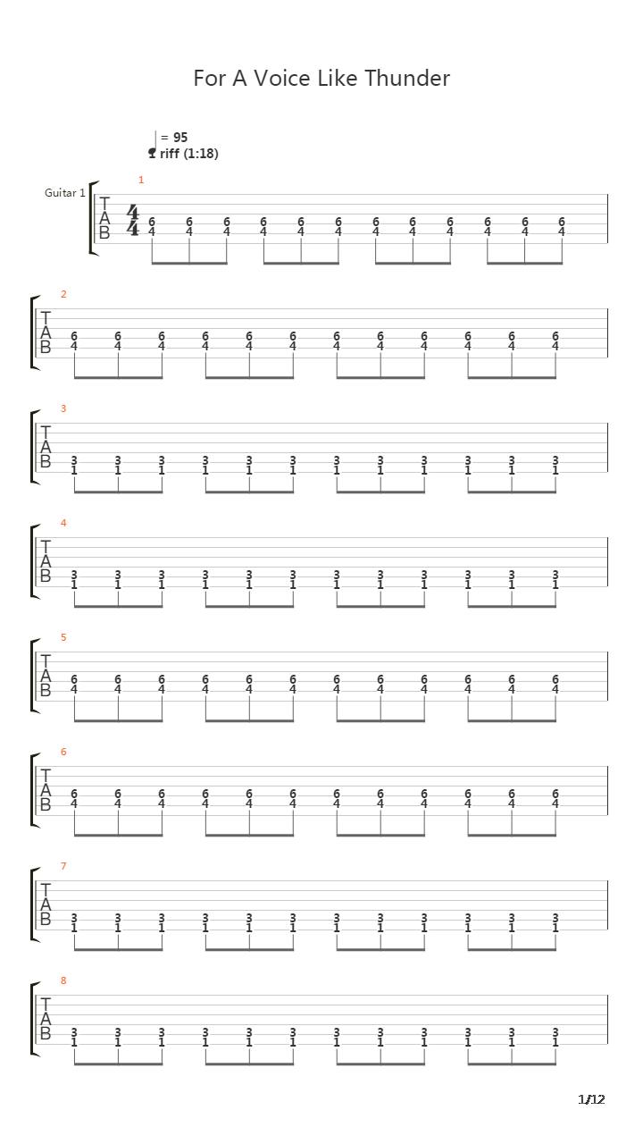 For A Voice Like Thunder吉他谱