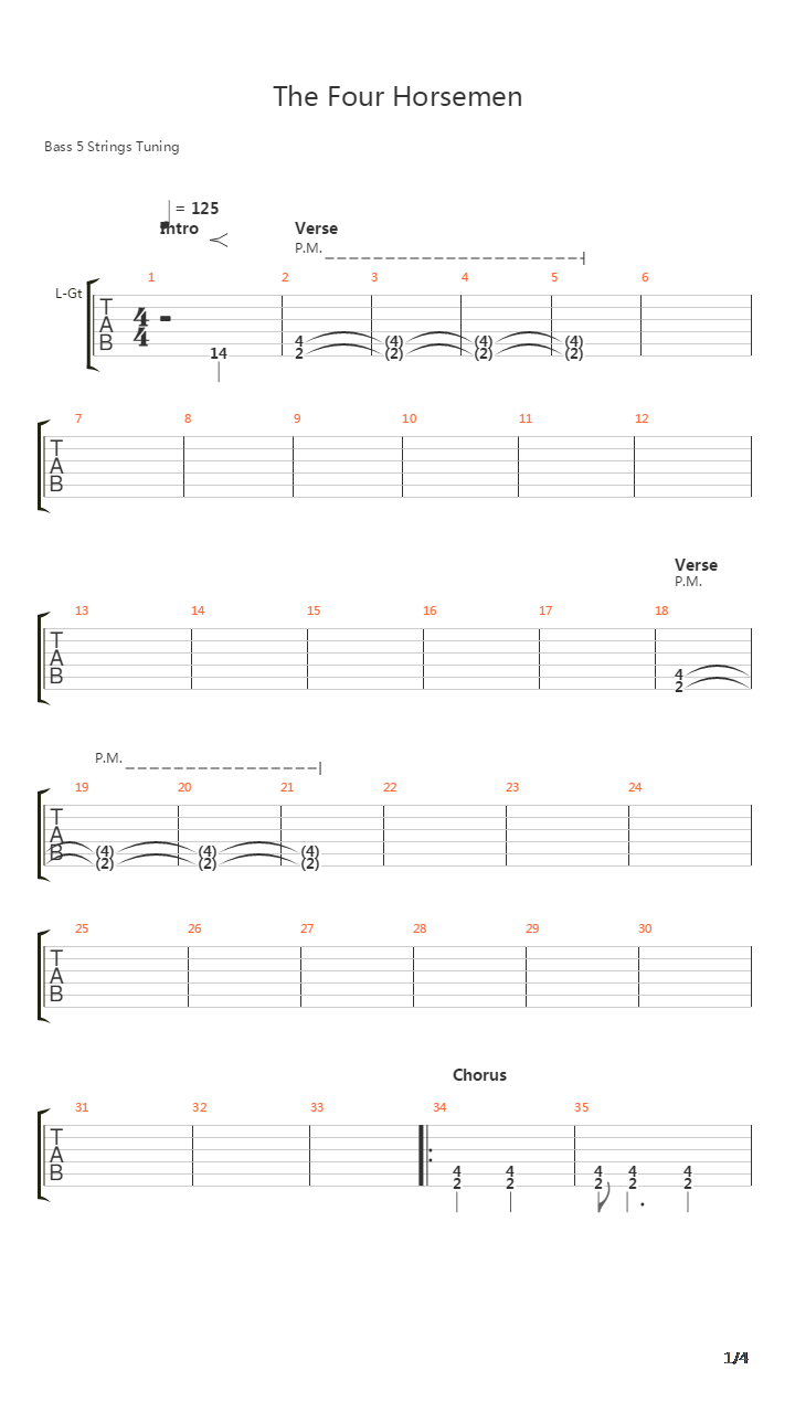 The Four Horsemen吉他谱