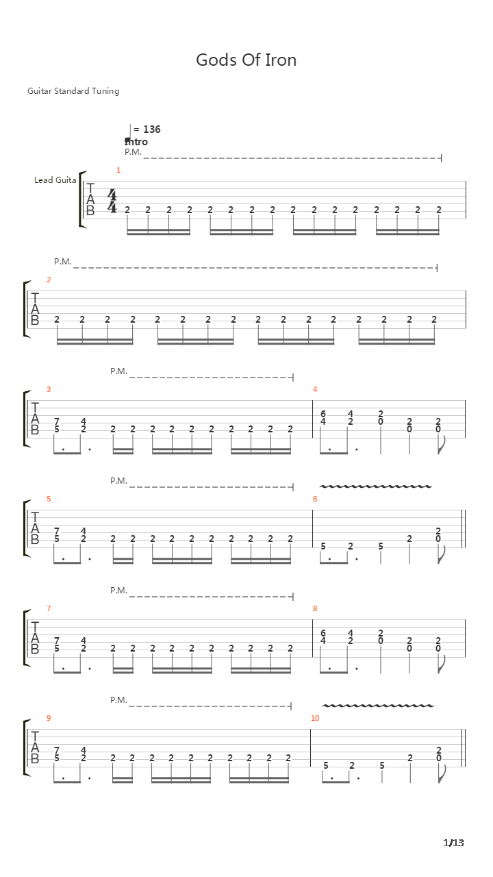 Gods Of Iron吉他谱