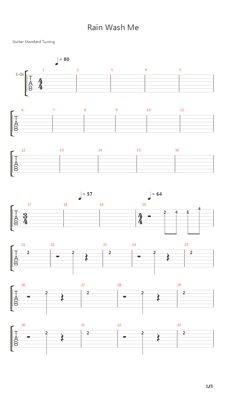 Rain Wash Me吉他谱
