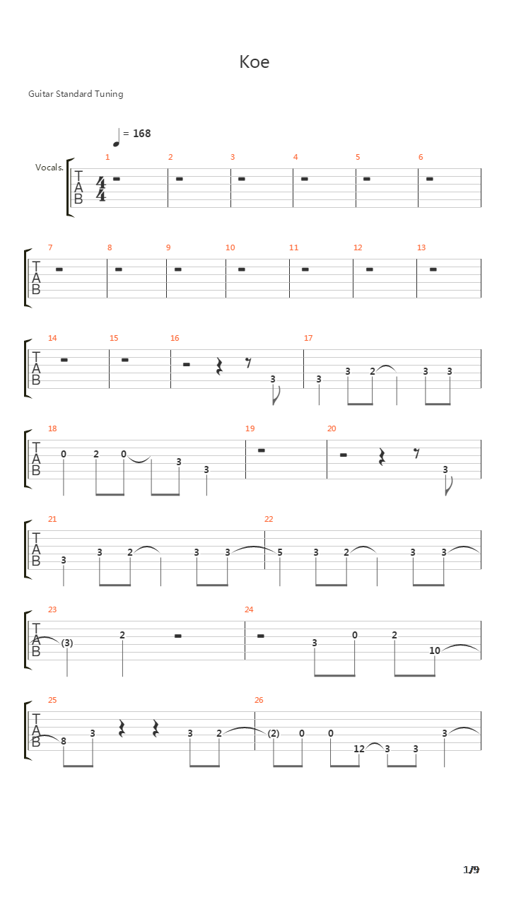 Koe吉他谱