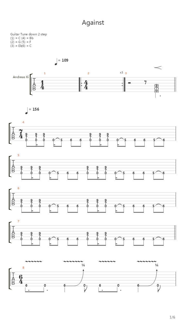 Against吉他谱