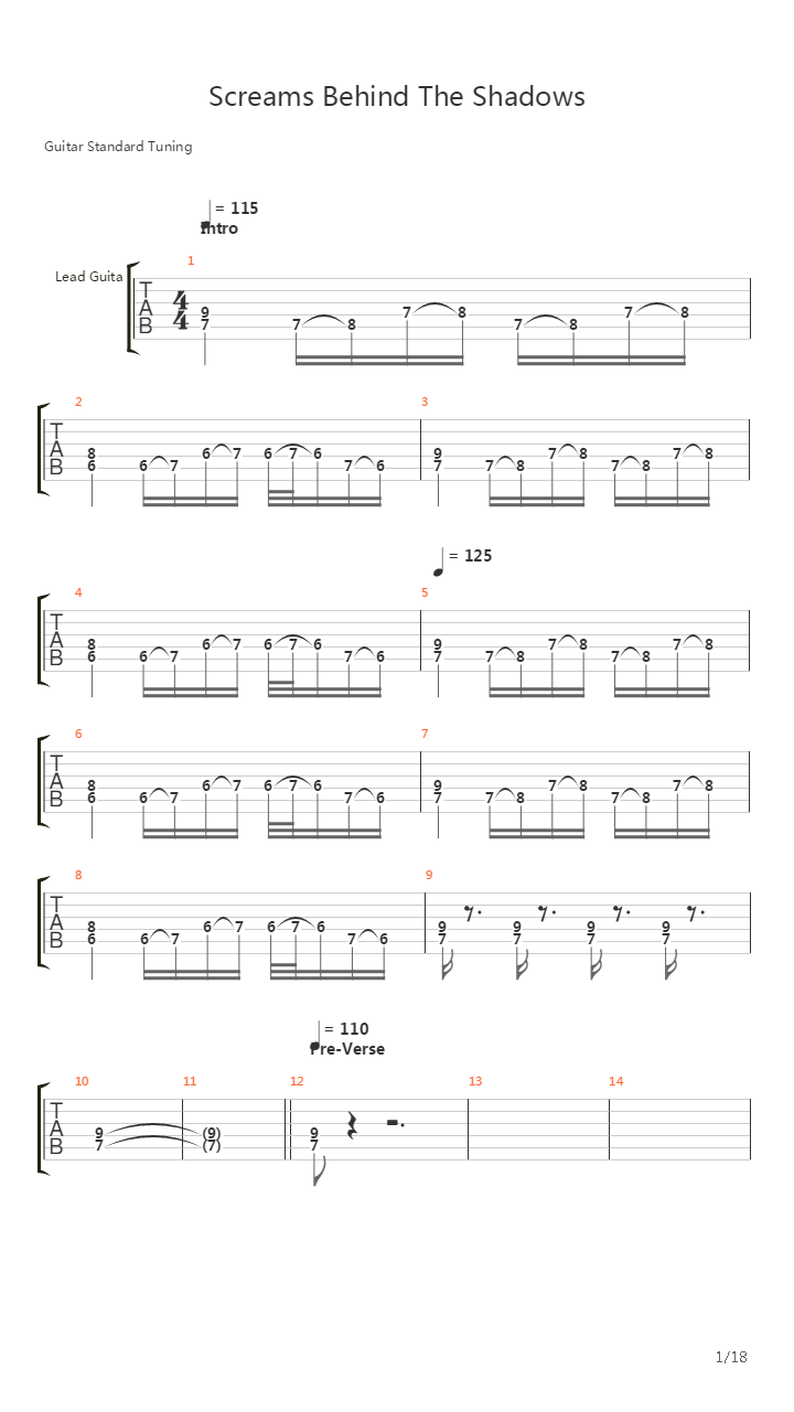 Screams Behind The Shadows吉他谱