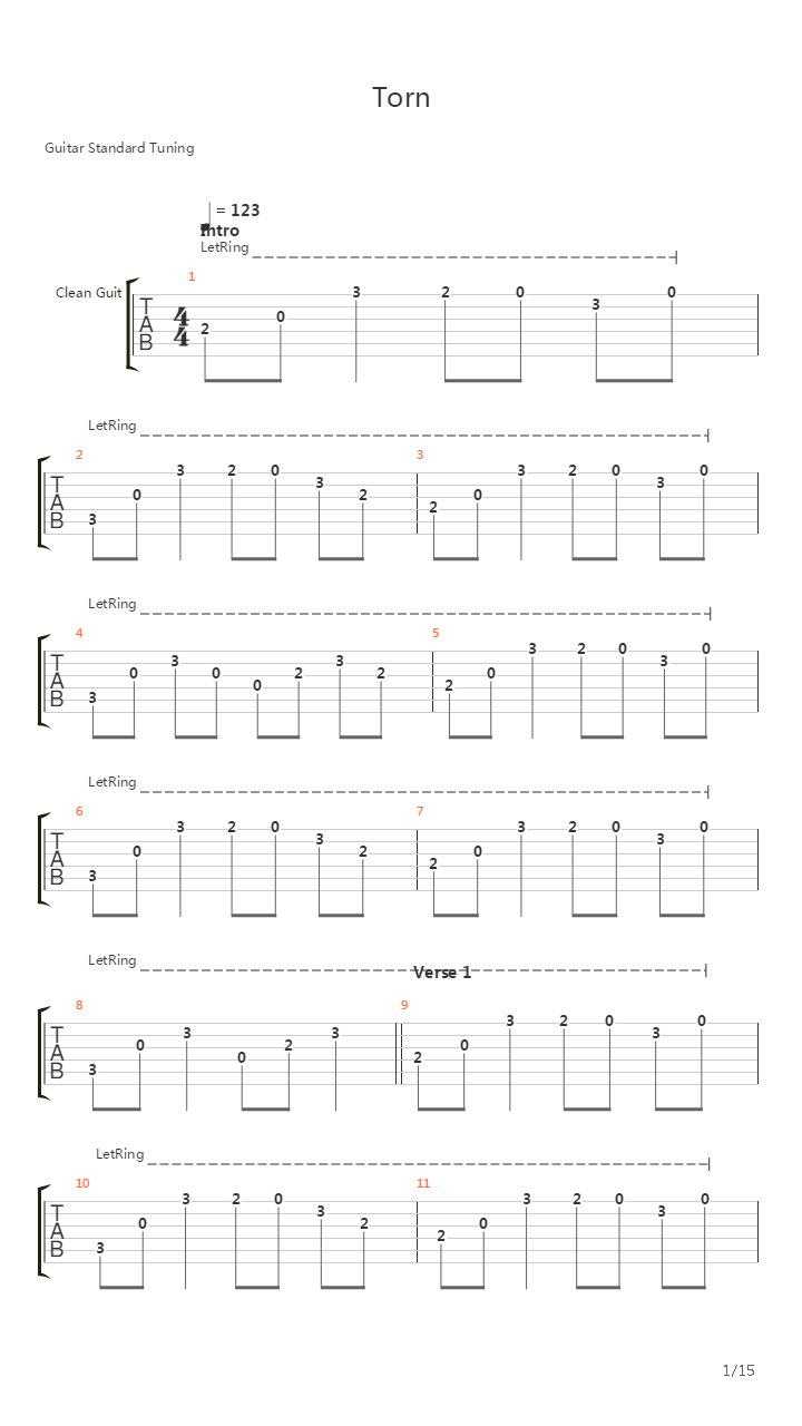 Torn吉他谱