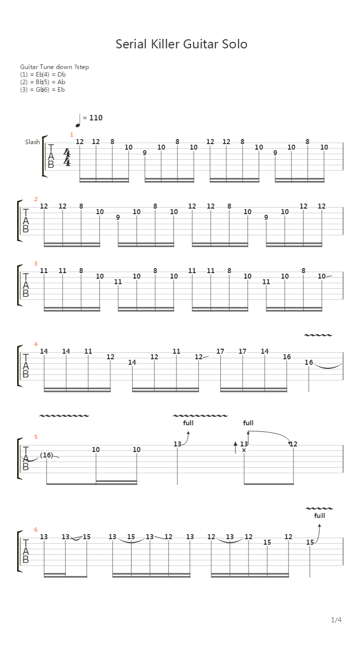 Serial Killer吉他谱