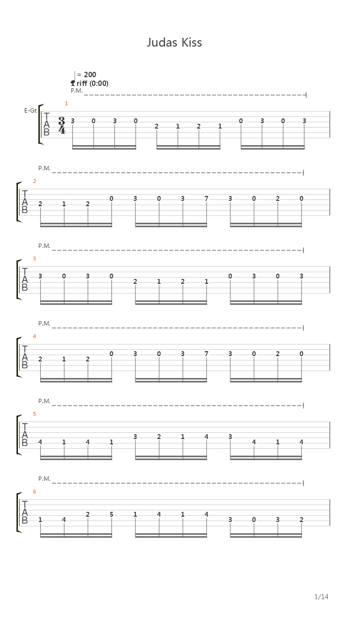 Judas Kiss吉他谱