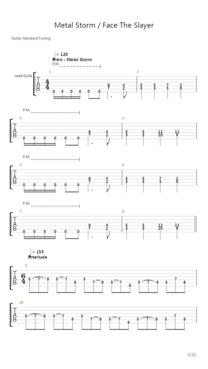 Metal Storm Face The Slayer吉他谱