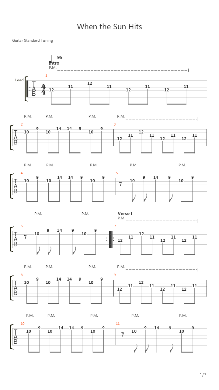 When The Sun Hits吉他谱