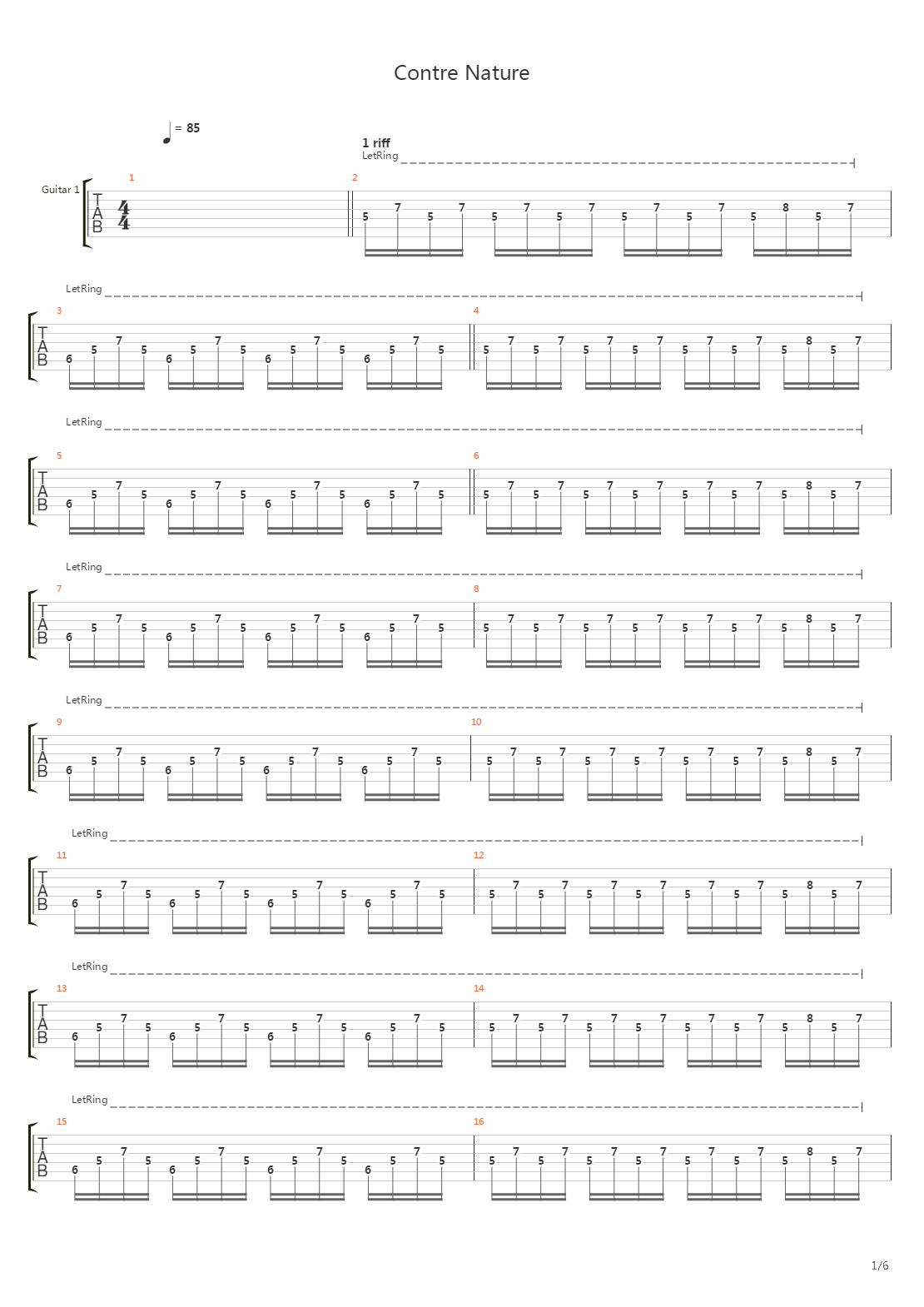Contre Nature吉他谱