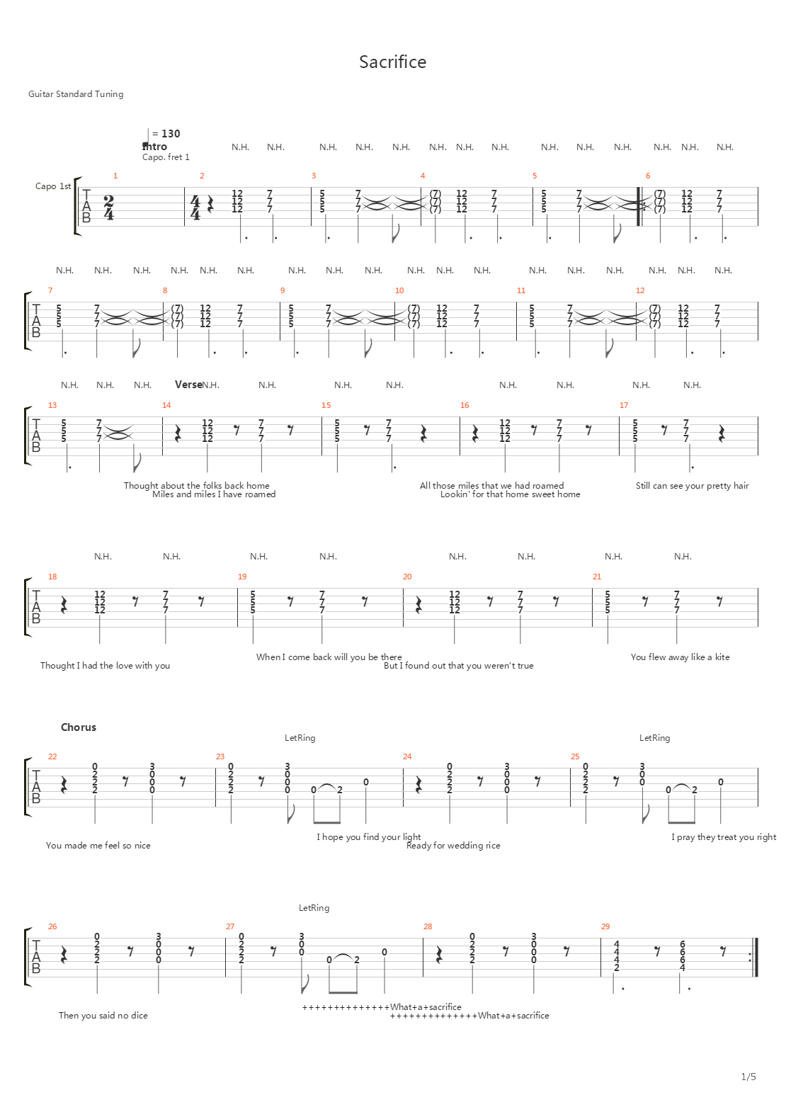 Sacrifice吉他谱