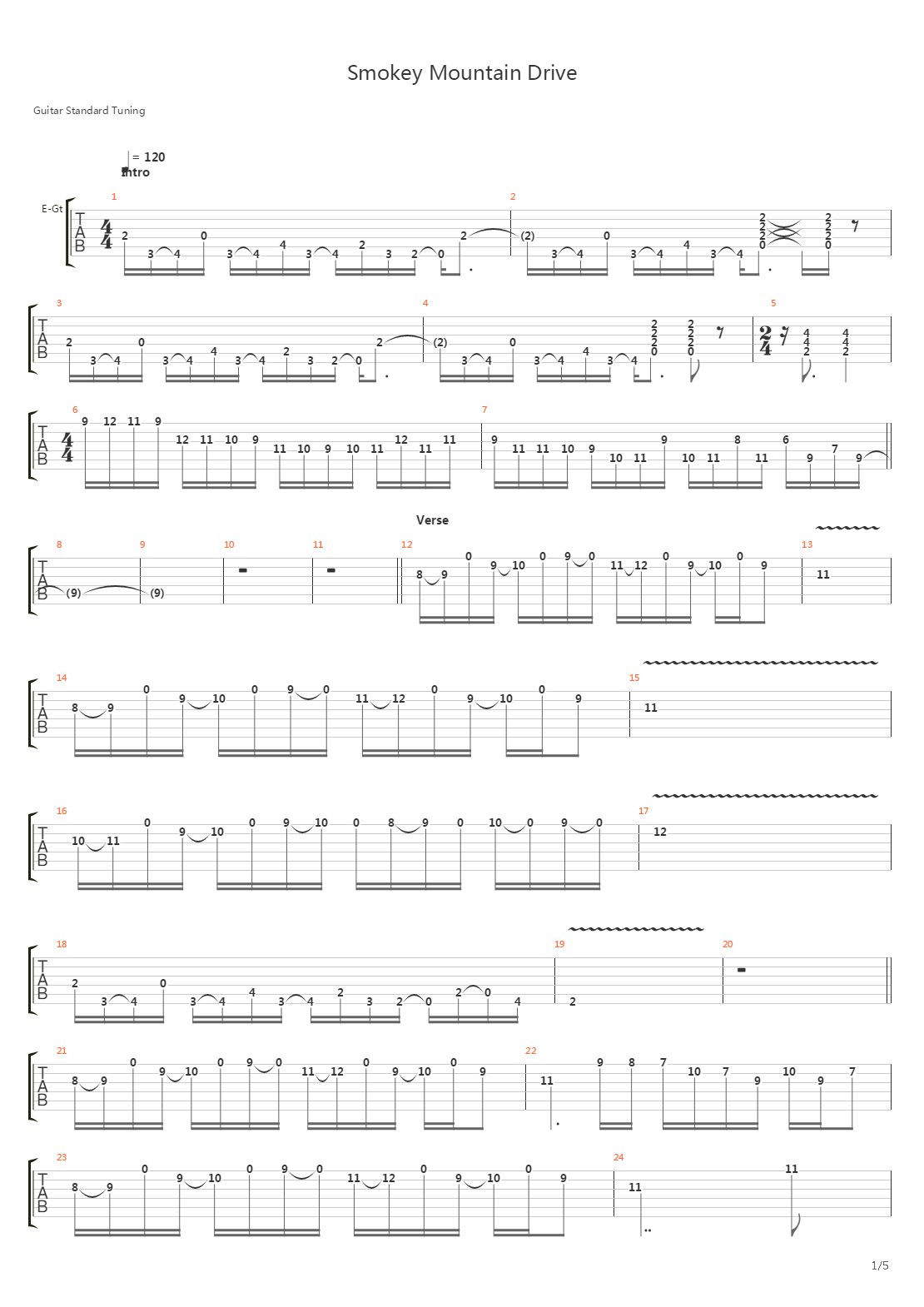 Smokey Mtn Drive吉他谱