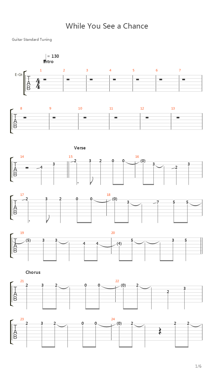 While You See A Chance吉他谱