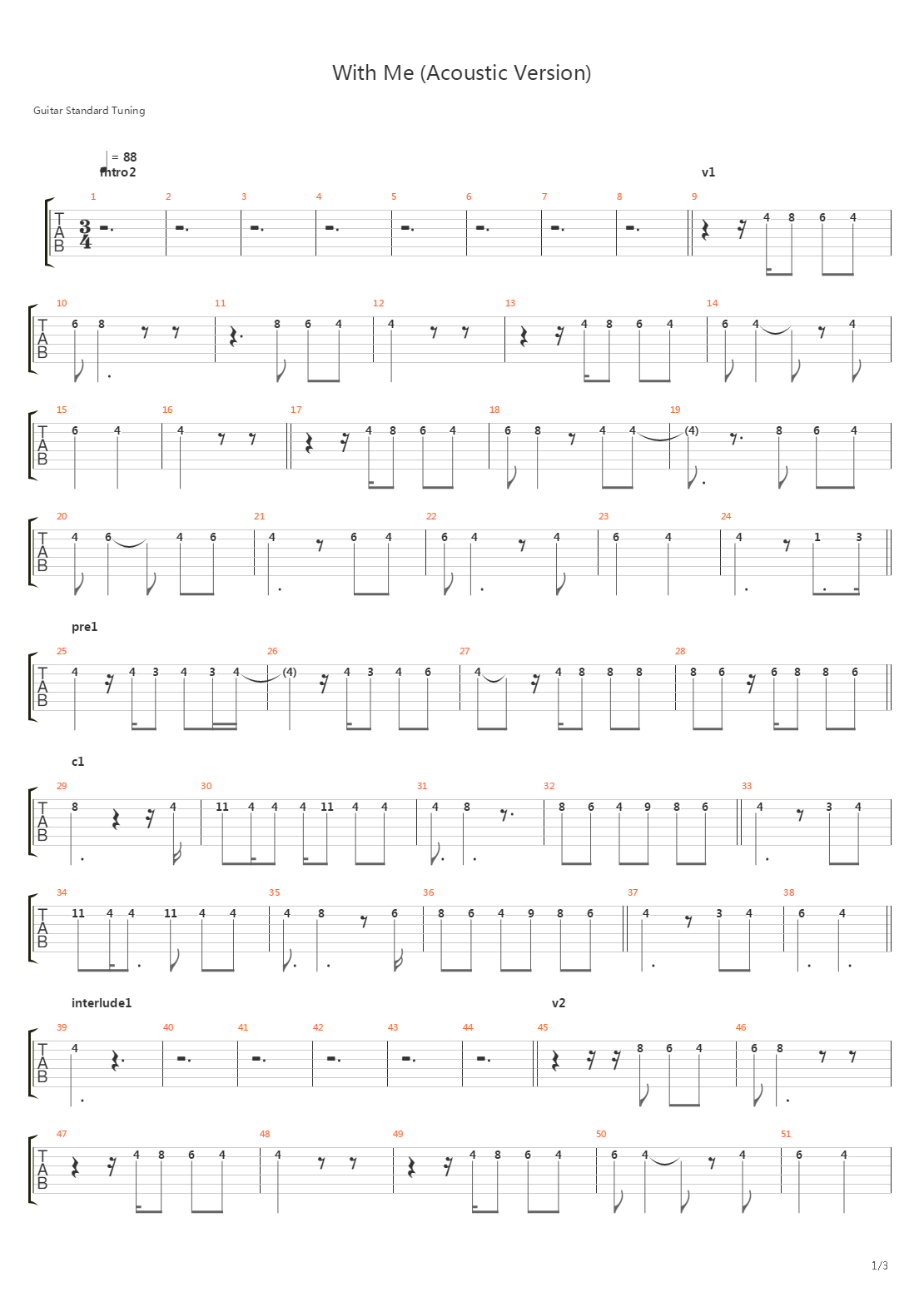 With Me吉他谱