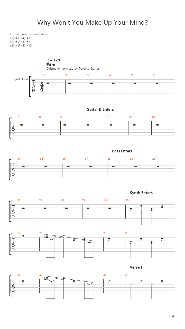 Why Wont You Make Up Your Mind吉他谱