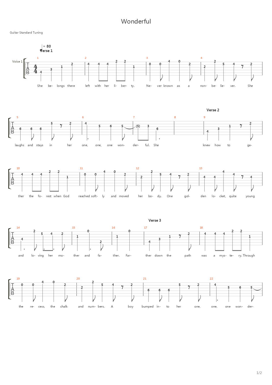Wonderful吉他谱