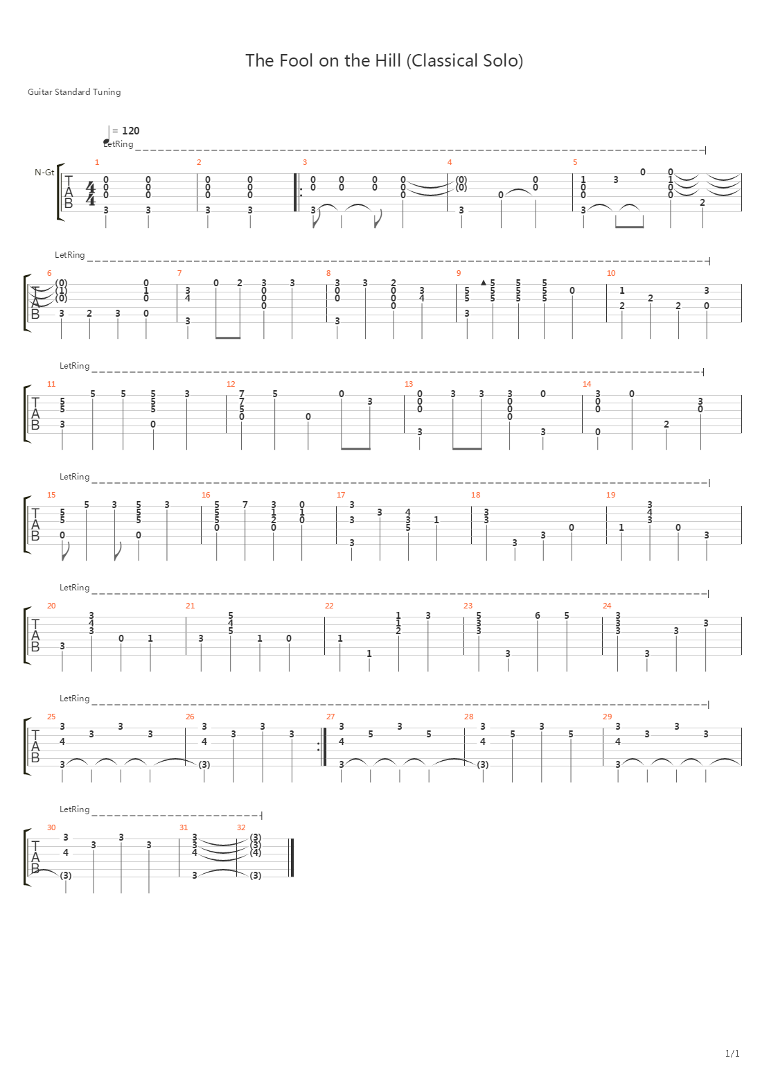 The Fool On The Hill吉他谱