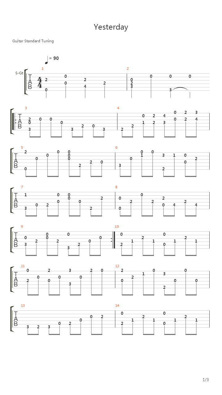 Yesterday吉他谱