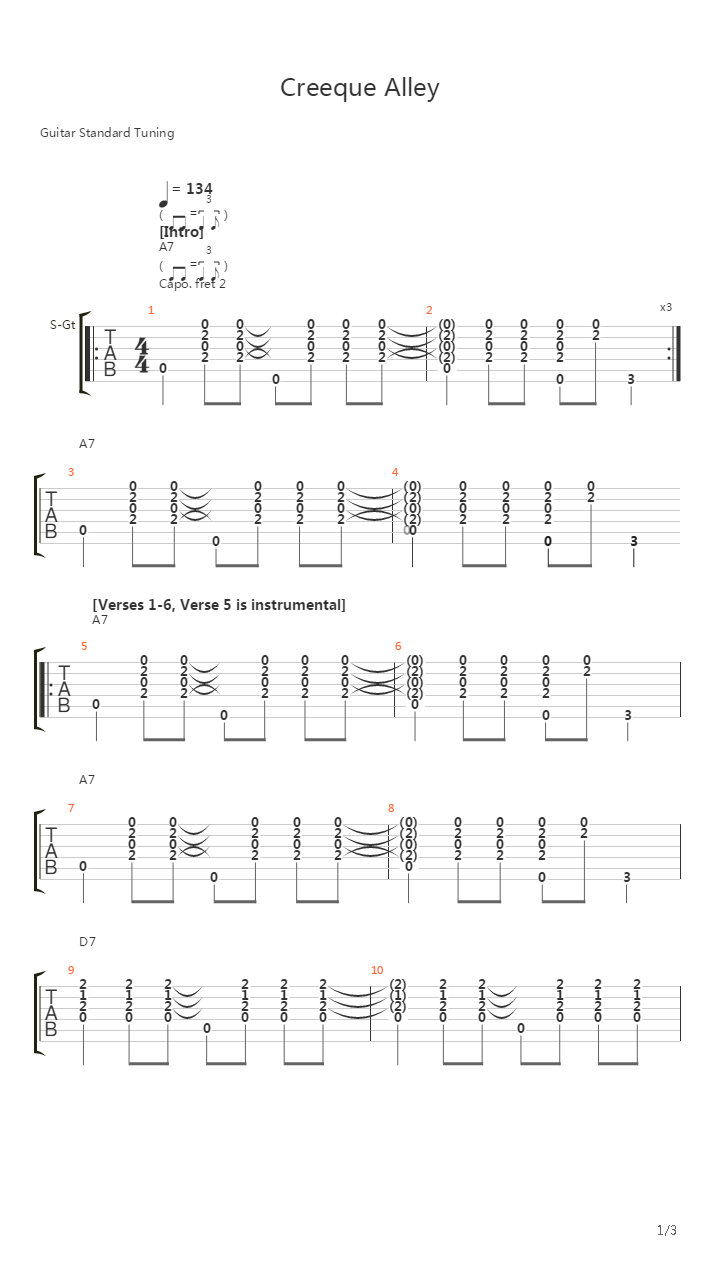 Creeque Alley吉他谱