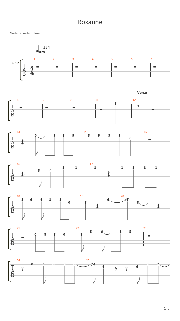 Roxanne吉他谱
