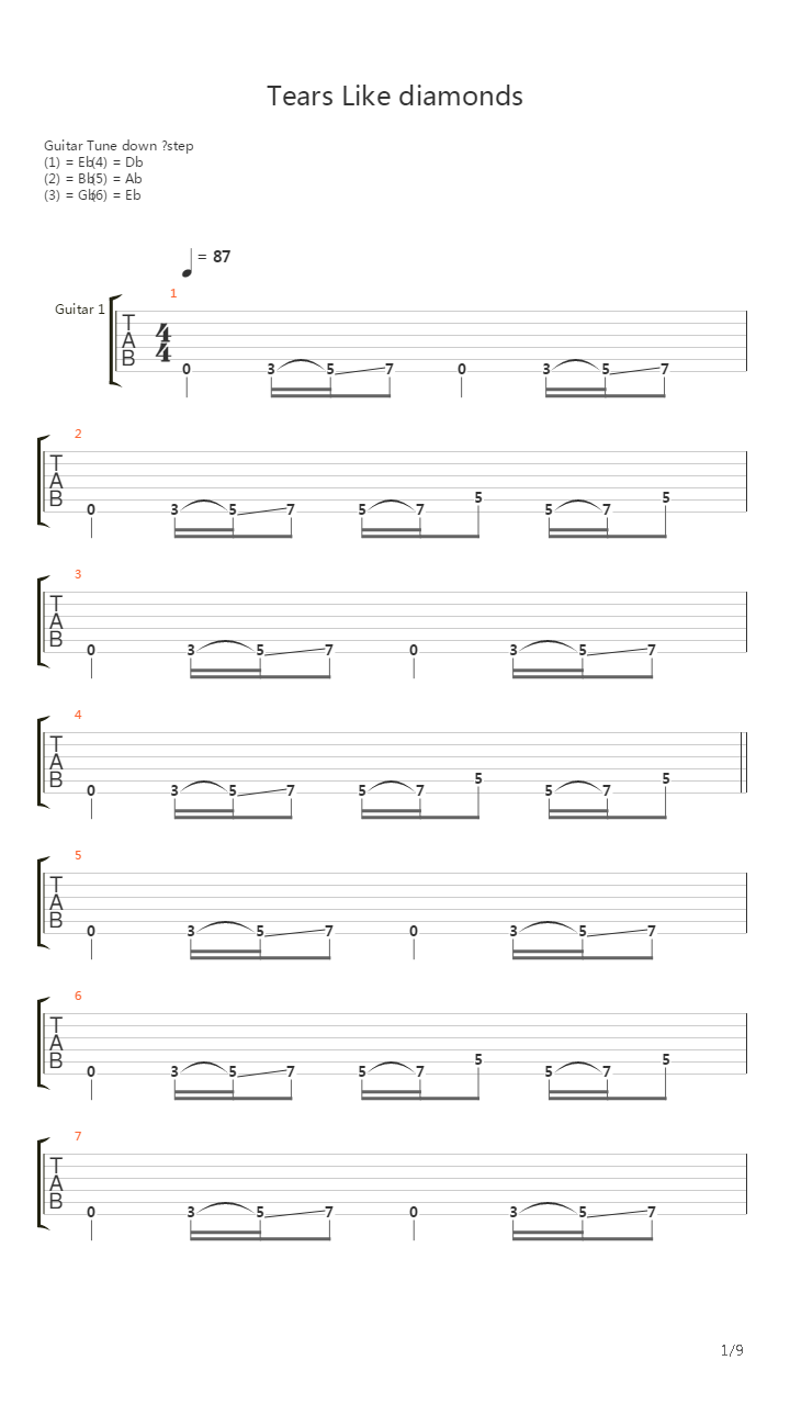 Tears Like Diamonds吉他谱