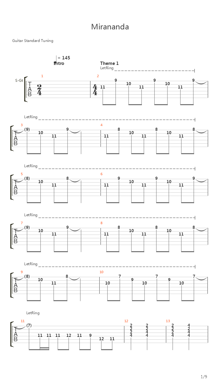 Mirananda吉他谱