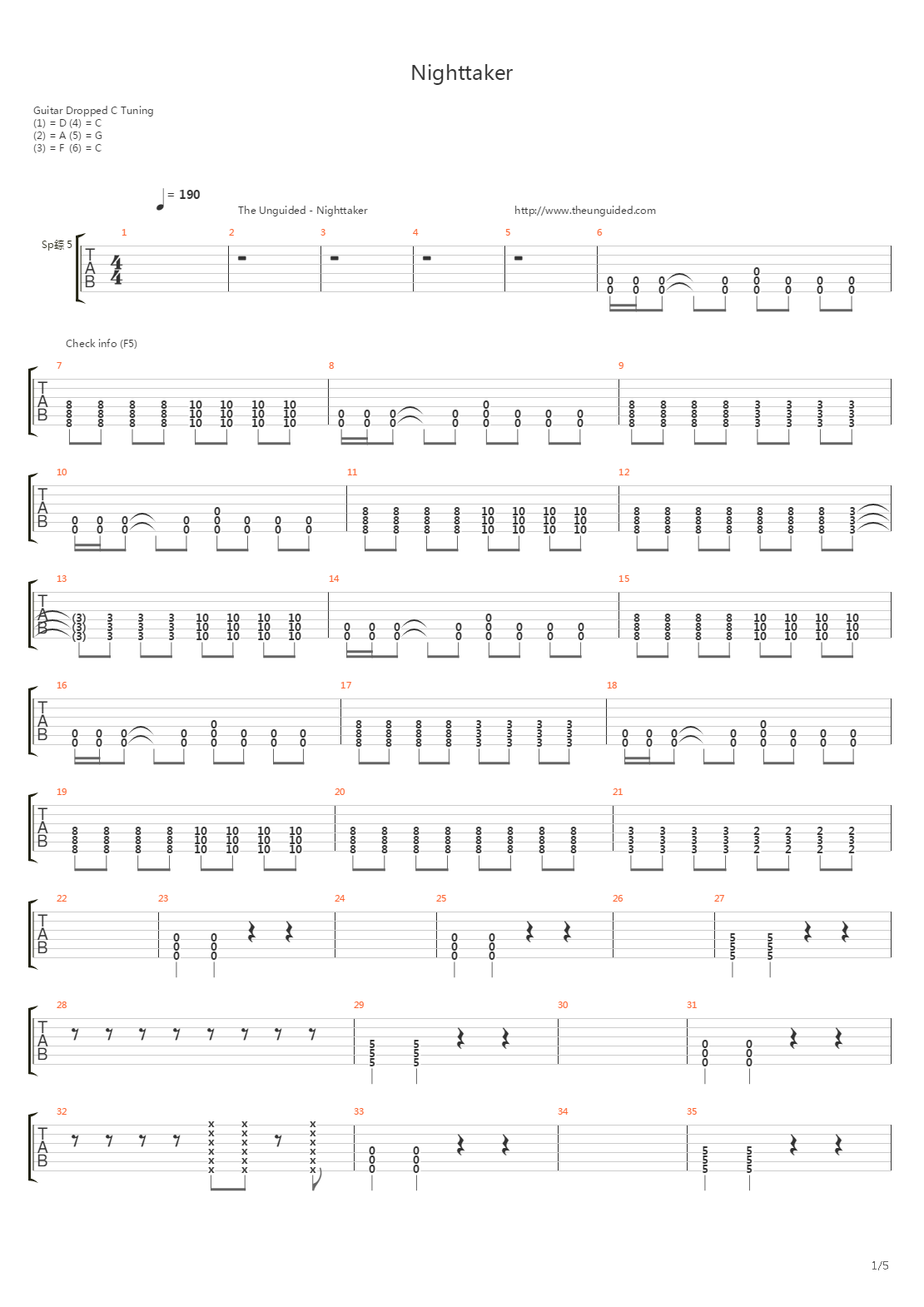 Nighttaker吉他谱