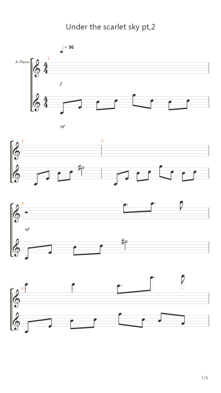 Under The Scarlet Sky Part 2吉他谱