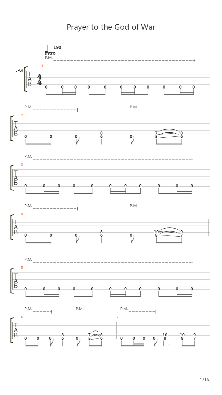 Prayer To The God Of War吉他谱