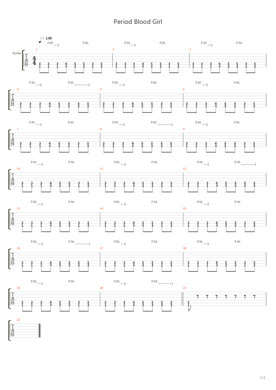 Period Blood Girl吉他谱