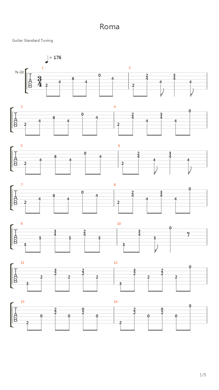 Roma吉他谱