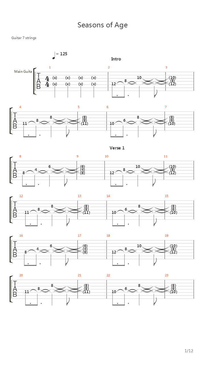 Seasons Of Age吉他谱