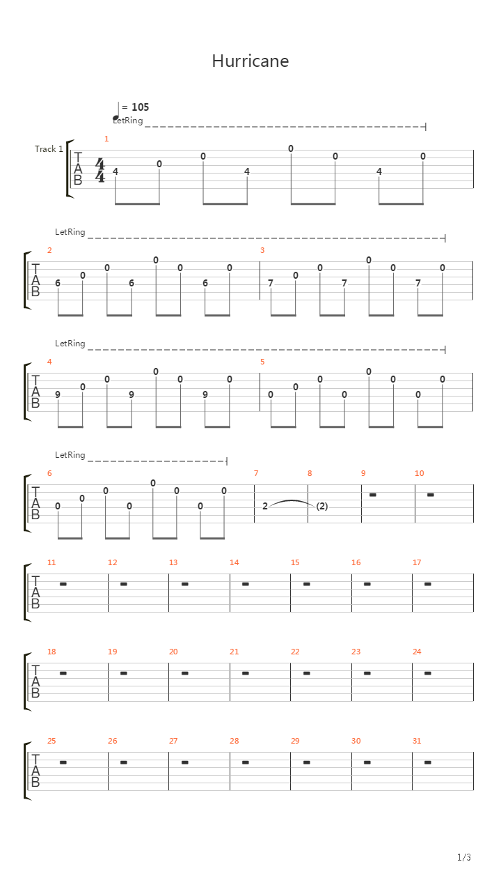 Hurricane吉他谱