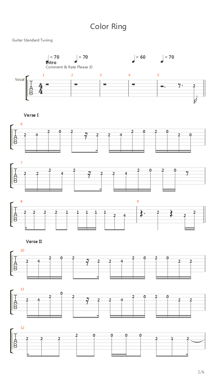 Color Ring吉他谱